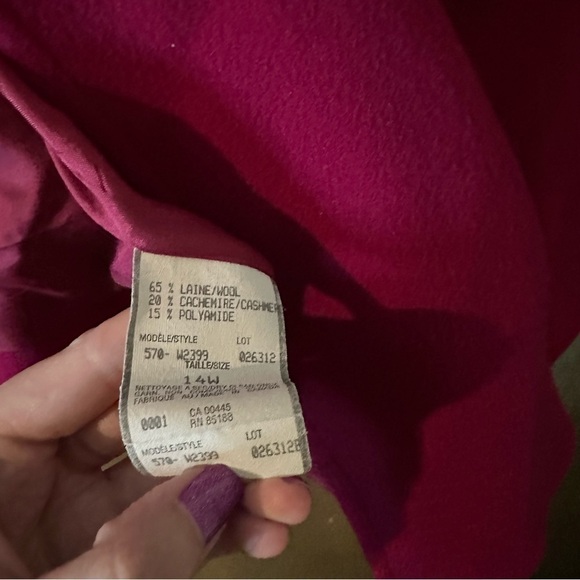 Vintage Louben Women’s Bright Pink Fuchsia Wool Open Cardigan Jacket Sz 14W - Picture 8 of 8